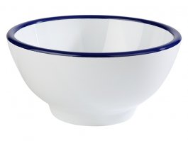 Miska okrągła ENAMEL LOOK, z melaminy, biało-niebieska, śr. 20 cm, poj. 1,25 l, APS 84494
