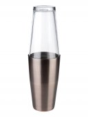 Dwuczęściowy shaker bostoński w zestawie ze szklanką pozwoli szybko i łatwo wymieszać składniki na drinki, koktajle oraz inne napoje mieszane.