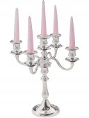 Kandelabr stołowy, świecznik na 5 świec, stop cynku, wys. 32,5 cm, posrebrzany, model 4421/005