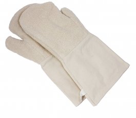 Rękawice piekarskie z długim mankietem, bawełniane, długość 44,5 cm, naturalne, model 6544/400