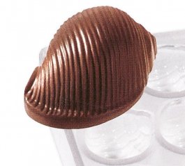 Forma poliwęglanowa MUSZELKA do pralinek, do wyrobu czekoladek, wym. 27,5x13,5 cm, model 6751/002