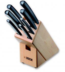 Zestaw 7 profesjonalnych noży PRO-DYNAMIC, w bloku drewnianym, czarne, DICK 8803000
