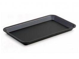 Pojemnik gastronomiczny GN 1/4, taca prostokątna, z plexi, czarna matowa, wys. 17 mm