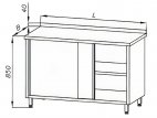 Stół roboczy z szafką i drzwiami suwanymi, wym. 1500x600x850 mm, E 1100