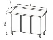 Stół roboczy z szafką z drzwiami uchylnymi, wym. 1500x600x850 mm, E 1097
