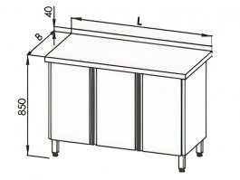 Stół roboczy z szafką z drzwiami uchylnymi, wym. 1500x600x850 mm, E 1097
