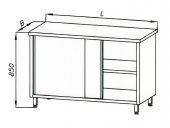 Stół roboczy z szafką i drzwiami suwanymi, wym. 1105x600x850 mm, E 1105