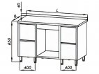 Stół roboczy z 2 blokami 2 szuflad i półką pomiędzy, rant tylny, wym. 1800x700x850 mm, E 1175