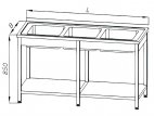 Stół ze zlewem 5-komorowym, półką i rantem tylnym, wym. 2400x600x850 mm, E 2420