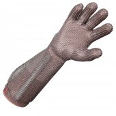 Rękawica ECOMESH, z mankietem 21cm, nierdzewna, 5 palcowa, czerwona, rozmiar 8, size M, EM5221 E