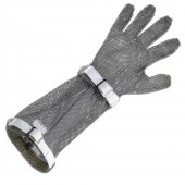 Rękawica ochronna COMFORT, metalowa, 5-palcowa, z mankietem 19cm, biała, rozmiar 7, size S, HC25119