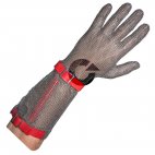 Rękawica ochronna COMFORT, 5-palcowa, nierdzewna, mankiet 15cm, czerwona, rozmiar 8, size M, HC25215