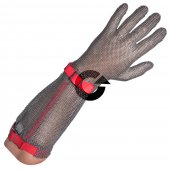 Rękawica metalowa STANDARD, nierdzewna, z mankietem 19cm, czerwona, rozm. 8, size M, EUROFLEX HS25219