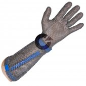Rękawica metalowa COMFORT, ochronna, z mankietem 21cm, niebieska, rozm. 9, size L, EUROFLEX HC25321