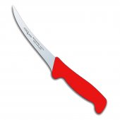 Nóż rzeźniczy Polkars nr 2, wygięty, wąski, długość ostrza 15 cm, czerwony