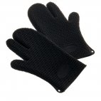 Rękawice piekarnicze, piekarskie, 3-palcowe, silikonowe, długość 28,5 cm, para, czarne, T-31-031