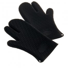 Rękawice piekarnicze, piekarskie, 3-palcowe, silikonowe, długość 28,5 cm, para, czarne, T-31-031
