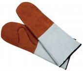 Rękawice piekarskie z mankietem, skórzane, 1-palcowe, długość 45 cm, biało-brązowe, APS 88090