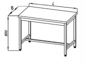 Stół roboczy centralny E 1038 Eco, nierdzewny, z blatem 800x700mm, wysokość 850mm