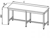 Stół roboczy centralny E 1039 Eco, nierdzewny, z blatem 1700x700mm, wysokość 850mm