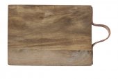 Deska z drewna akacjowego do serwowania, ze skórzaną rączką, wym. 26x18 cm, XANTIA 31111