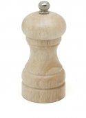 Młynek drewniany do soli i pieprzu, naturalny, jasny, kauczukowiec, wys. 11,5 cm, EXXENT 89900