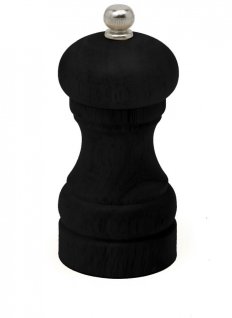 Młynek drewniany do pieprzu i soli, czarny, matowy, kauczukowiec, wysokość 11 cm, XANTIA 89908