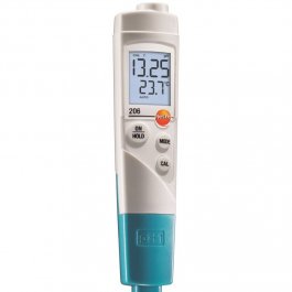Miernik pH z termometrem, pojemnik z żelem na elektrodę, uchwyt i futerał TopSafe, TESTO 206-pH1